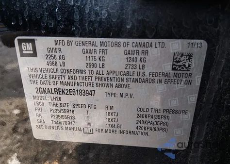 2014 GMC Terrain Sle-2 from USA, damaged, VIN 2GKALREK2E6183947